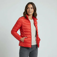 Sophie | Damen Leichter Winter Daunenjacke mit Hohem Kragen in Rot