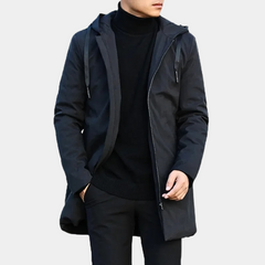 Regenjacke Herren Mit Kapuze | Gefütterter Übergangsmantel Winter in Schwarz