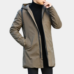 Regenjacke Herren Mit Kapuze | Gefütterter Übergangsmantel Winter in Braun