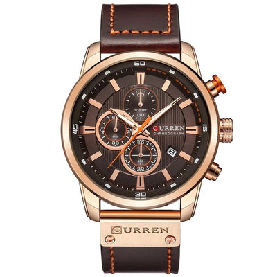 Stilvolle Quarzuhr mit Lederarmband
