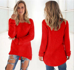 Laila - Flauschiger Strickpulli - Fuzzy-Pullover in Rot