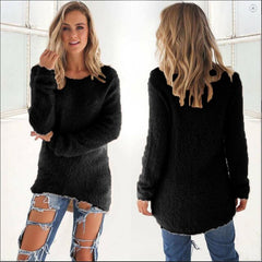Laila - Flauschiger Strickpulli - Fuzzy-Pullover in Schwarz