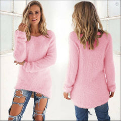 Laila - Flauschiger Strickpulli - Fuzzy-Pullover in Hellrosa