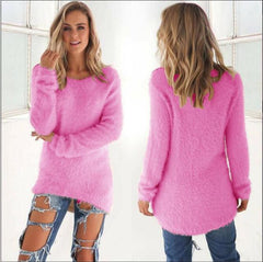 Laila - Flauschiger Strickpulli - Fuzzy-Pullover in Dunkelrosa