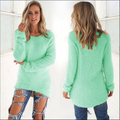 Laila - Flauschiger Strickpulli - Fuzzy-Pullover in Grün