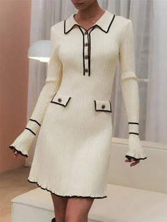 Guinevere - Stylisches Strickkleid in Weiß