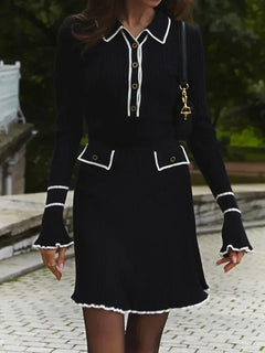 Guinevere - Stylisches Strickkleid in Schwarz