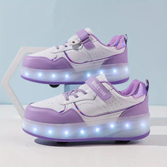 Trendige Rollschuhe für Kinder mit LED-Leuchten in Lila