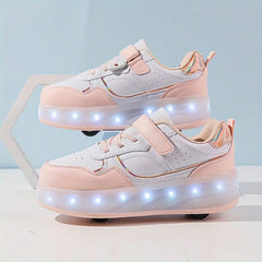 Trendige Rollschuhe für Kinder mit LED-Leuchten in Rosa
