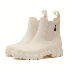 Trendige wasserdichte Regenstiefel in Beige