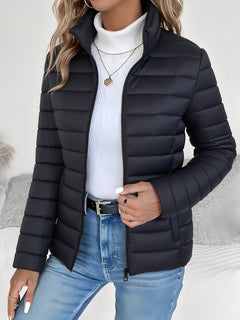 Cornelia | Damen Leichte Übergangsjacke mit Stehkragen in Schwarz