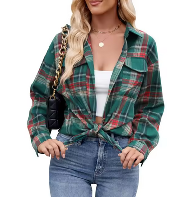 Uljana - Kariertes Button-Down-Hemd für Frauen