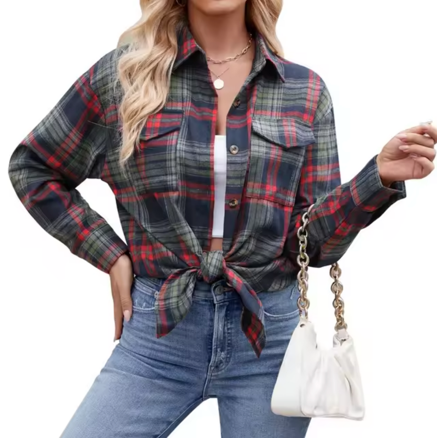 Uljana - Kariertes Button-Down-Hemd für Frauen