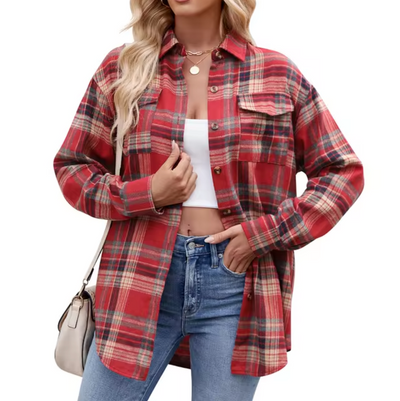 Uljana - Kariertes Button-Down-Hemd für Frauen