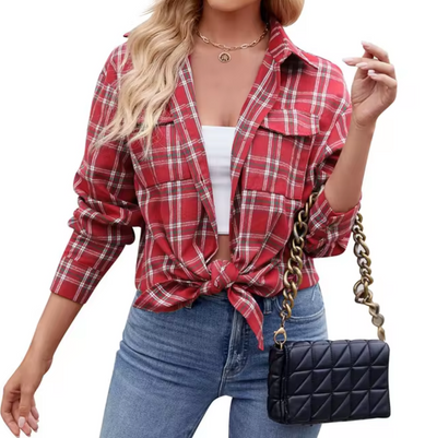 Uljana - Kariertes Button-Down-Hemd für Frauen