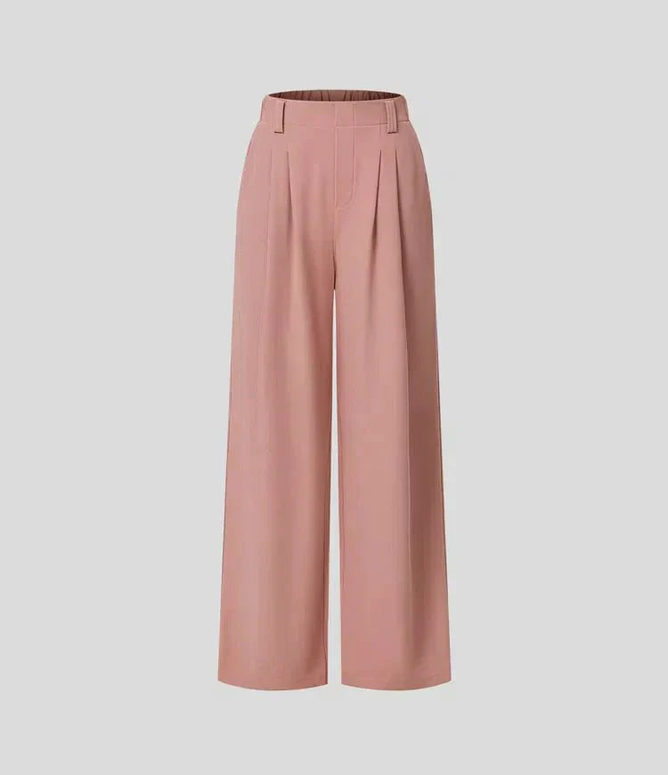 Ulrika - Damenhose mit weitem Bein und Falten sowie elastischem Bund