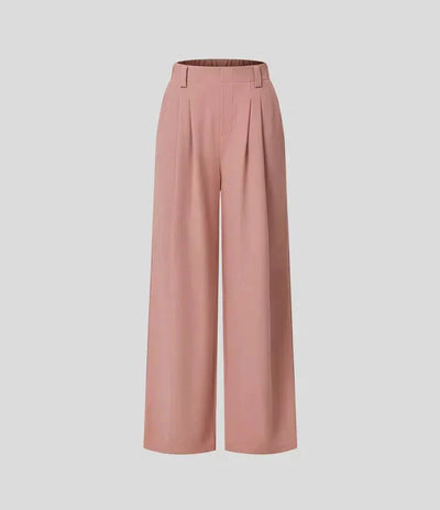 Ulrika - Damenhose mit weitem Bein und Falten sowie elastischem Bund