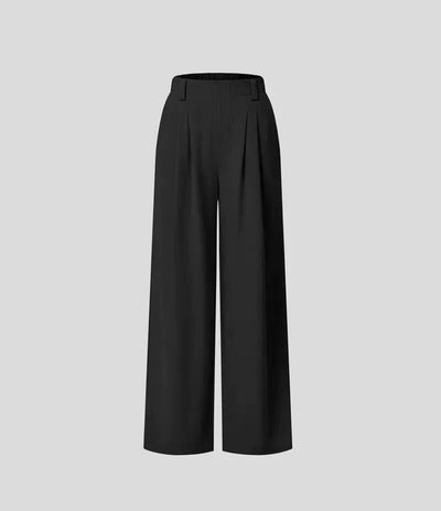 Ulrika - Damenhose mit weitem Bein und Falten sowie elastischem Bund