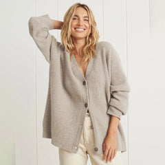 Aylin - Überdimensionaler Cardigan in Ungefärbter Stein
