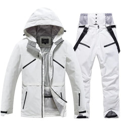 Karin | Unisex Winter Skianzug Set in Weiß / Schwarz