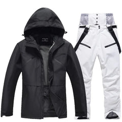 Karin | Unisex Winter Skianzug Set in Schwarz / Weiß