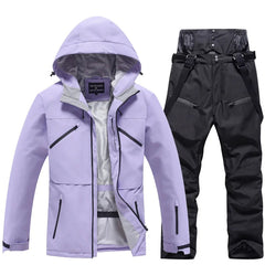 Karin | Unisex Winter Skianzug Set in Lila / Schwarz