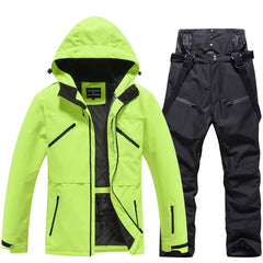 Karin | Unisex Winter Skianzug Set in Gelbgrün / Schwarz