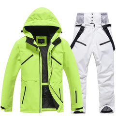 Karin | Unisex Winter Skianzug Set in Gelbgrün / Weiß