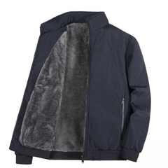 Herren Outdoor Jacke mit Fleece | Einfarbig Reißverschluss in Dunkelblau