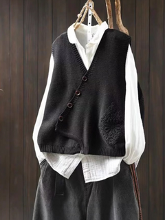 Elaine | Elegante Strickweste in Schwarz