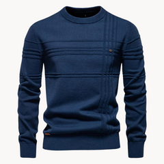 Strickpullover Herren Gestreift Kariert in Marineblau