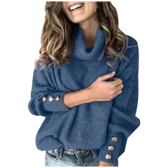 Übergroße Damen Rollkragenpullover in Blau