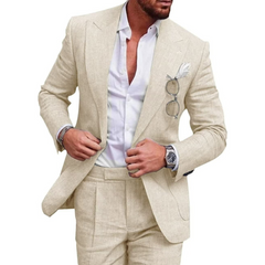 Zweiteiler Herren Sommer Hochzeitsgast Anzug | Jacke und Hose in Beige