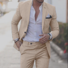 Herren Sommer 2-Teiliger Hochzeitsgast Anzug | Blazer und Hose in Champagner