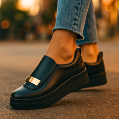 Clara | Elegante Plateau-Loafer zeitlos in Schwarz