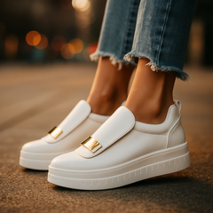 Clara | Elegante Plateau-Loafer zeitlos in Weiß