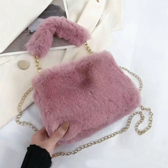 Hannah | Elegante Damen Schultertasche aus Plüsch in Rosa