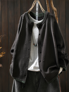 Aileen | Strickjacke mit Struktur in Schwarz