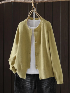 Elara | Perlenknopf Cardigan in Gelb