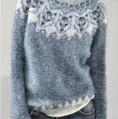 Anna™ | Raffiniertes skandinavisches Strickpullover in Hellblau/Weiß