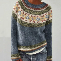 Anna™ | Skandinavischer Strickpullover in Grau/Sterne