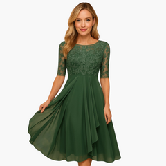 Lore | Midikleid mit Spitzenärmeln in Grün