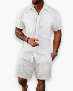 Herren Elegantes Sommer Set | Shirt Und Shorts in Weiß