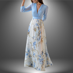 Zora™  | Elegantes Maxikleid mit Blumenmuster in Blau