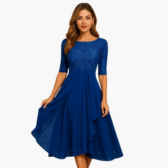 Lore | Midikleid mit Spitzenärmeln in Dunkelblau