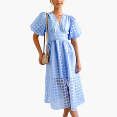 Amber | Elegantes Sommer-Midikleid in Hellblau