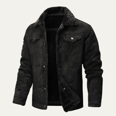 Dennis | Herren Klassische Gefütterte Lammfelljacke in Schwarz