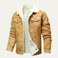 Dennis | Herren Klassische Gefütterte Lammfelljacke in Khaki