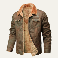 Dennis | Herren Klassische Gefütterte Lammfelljacke in Braun
