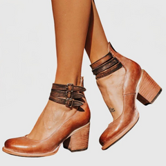 Nina - Damen Elegante Pumps mit Blockabsatz und Komfortpolsterung in Dunkelbraun